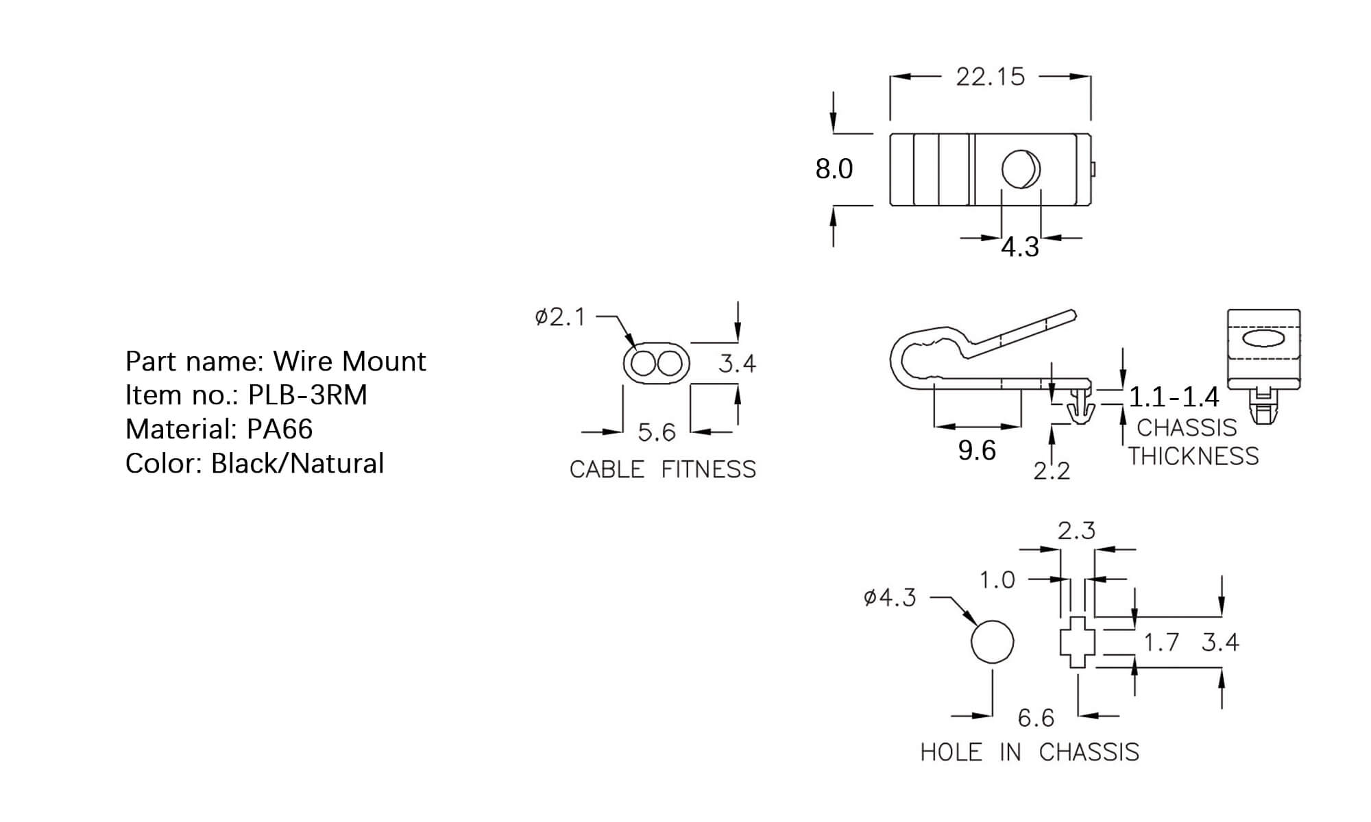 Plastic Wire Mount PLB-3RM